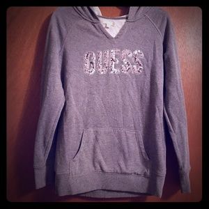 Guess Logo Sequin Sweatshirt Pullover Hoodie